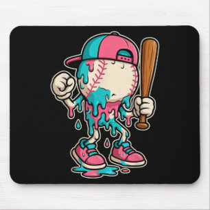 Baseball Drip For Boys Ice Cream Drip Baseball Mouse Pad