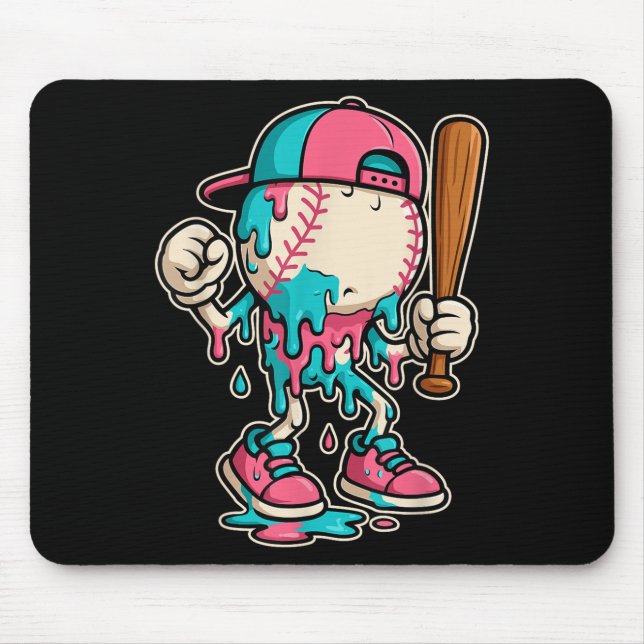 Baseball Drip For Boys Ice Cream Drip Baseball  Mouse Pad (Front)