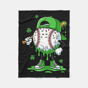 Baseball Drip For Boys Ice Cream Drip Baseball Pla Fleece Blanket