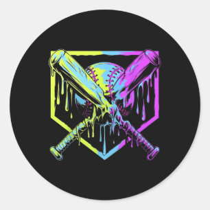 Baseball Drip For Boys Ice Cream Drip Youth Boys B Classic Round Sticker