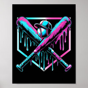 Baseball Drip For Boys Ice Cream Drip Youth Boys B Poster