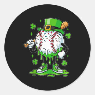 Baseball Drip For Boys Ice Cream Drip Youth St Pat Classic Round Sticker