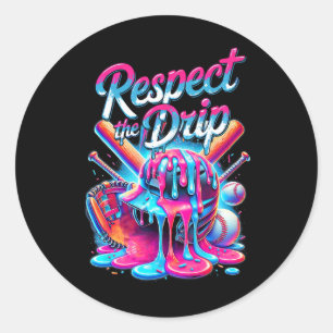 Baseball Drip For Boys Ice Cream Respect The Drip  Classic Round Sticker