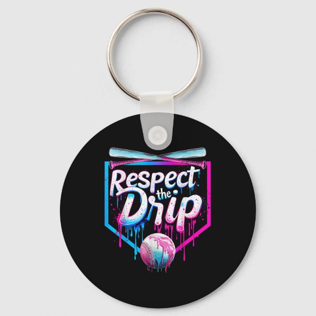 Baseball Drip For Boys Men Ice Cream Drip Respect  Key Ring (Front)