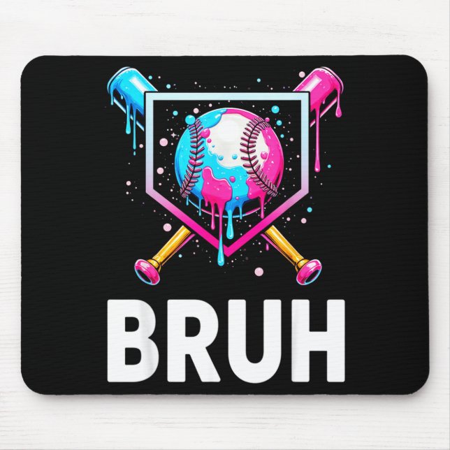 Baseball Drip Funny Bruh Ice Cream Dripng Matching Mouse Pad (Front)