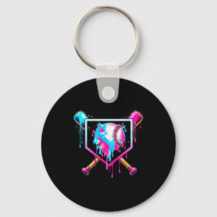 Baseball Drip Funny Ice Cream Dripng Matching Fami Key Ring