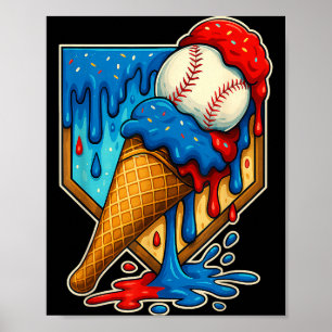 Baseball Drip Ice Cream 6 7 Number 67 Six Seven Me Poster