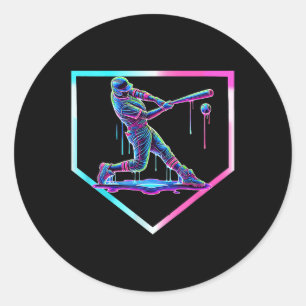 Baseball Drip Ice Cream Baseball Home Plate Boys B Classic Round Sticker