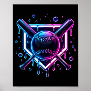 Baseball Drip Ice Cream Bat Kids Poster
