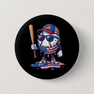 Baseball Drip Ice Cream Boys 4th Of July Aamerican 6 Cm Round Badge