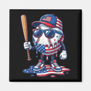 Baseball Drip Ice Cream Boys 4th Of July Aamerican Magnet