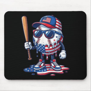 Baseball Drip Ice Cream Boys 4th Of July Aamerican Mouse Pad