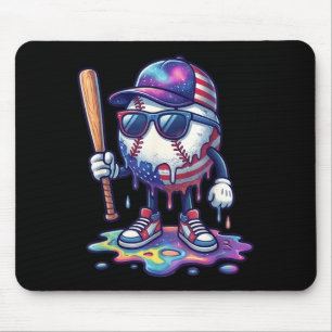 Baseball Drip Ice Cream Boys 4th Of July Aamerican Mouse Pad