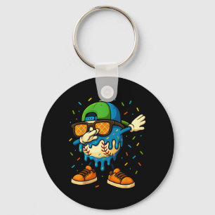 Baseball Drip Ice Cream Boys Dabbing Youth Key Ring