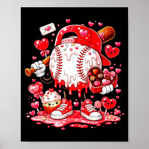 Baseball Drip Ice Cream Boys Kids Youth Valentines Poster