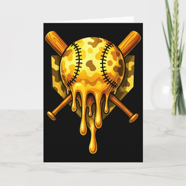 Baseball Drip Ice Cream Camo Cool Design  Card (Front)