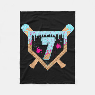 Baseball Drip Ice Cream Dripping 7 Year Old 7th Bi Fleece Blanket