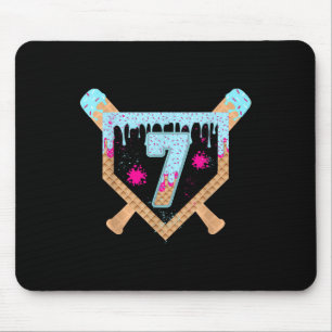 Baseball Drip Ice Cream Dripping 7 Year Old 7th Bi Mouse Pad