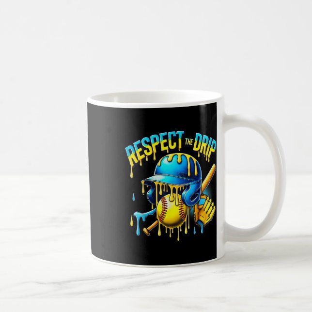 Baseball Drip Ice Cream Dripping Respect The Drip  Coffee Mug (Right)