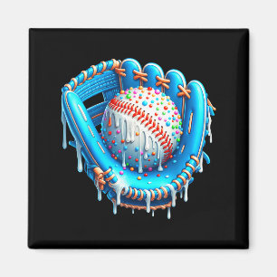 Baseball Drip Ice Cream Glove With Sprinkles Ball  Magnet