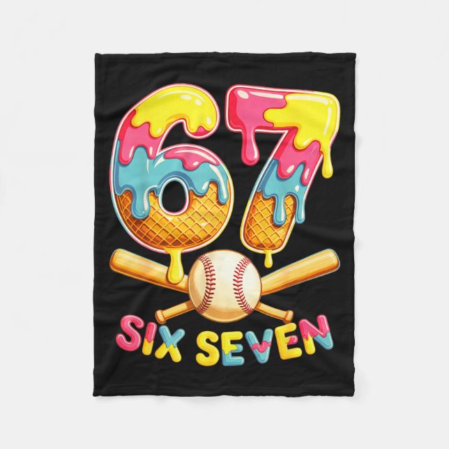 Baseball Drip Ice Cream Number 67 Player Lifestyle Fleece Blanket (Front)