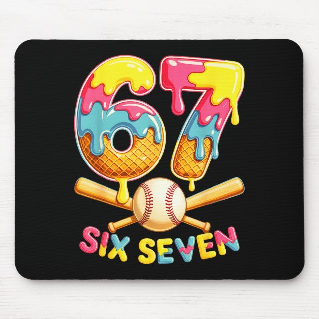 Baseball Drip Ice Cream Number 67 Player Lifestyle Mouse Pad (Front)