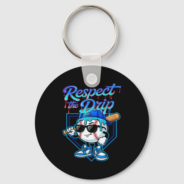 Baseball Drip Ice Cream Respect The Drip Home Plat Key Ring (Front)