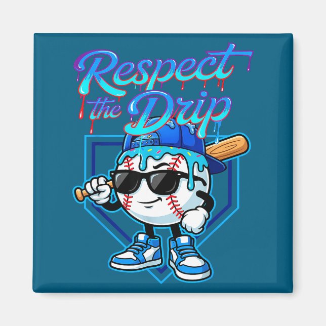 Baseball Drip Ice Cream Respect The Drip Home Plat Magnet (Front)