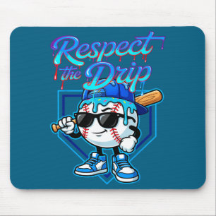 Baseball Drip Ice Cream Respect The Drip Home Plat Mouse Pad