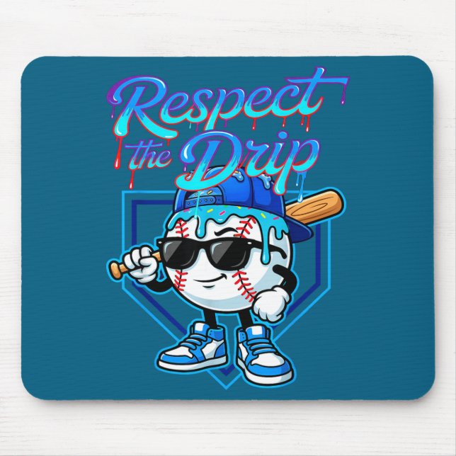 Baseball Drip Ice Cream Respect The Drip Home Plat Mouse Pad (Front)