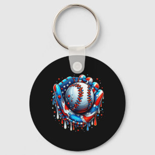 Baseball Drip Ice Cream Sprinkles Baseball Glove 4 Key Ring
