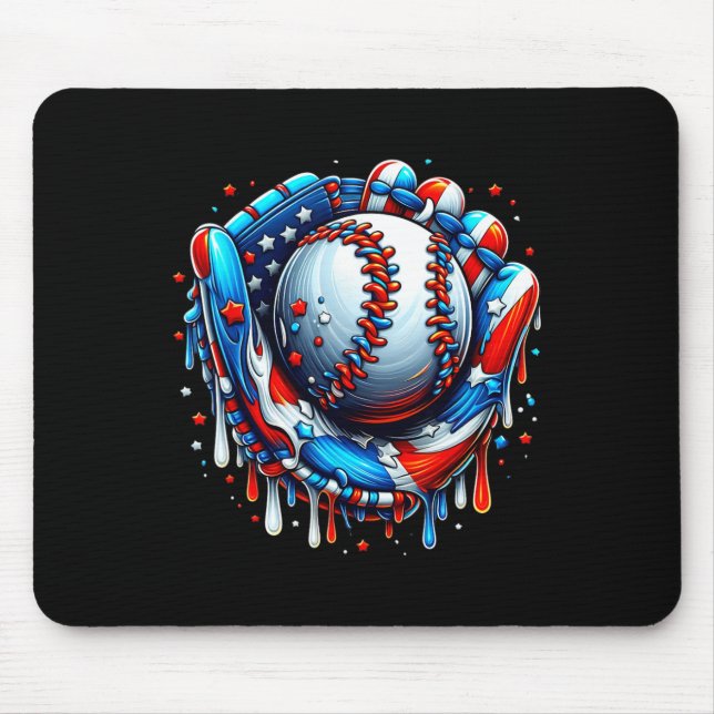 Baseball Drip Ice Cream Sprinkles Baseball Glove 4 Mouse Pad (Front)