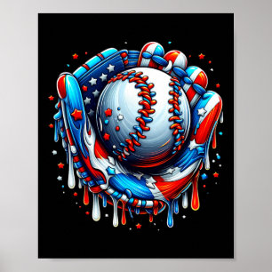 Baseball Drip Ice Cream Sprinkles Baseball Glove 4 Poster
