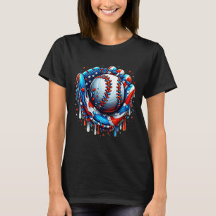Baseball Drip Ice Cream Sprinkles Baseball Glove 4 T-Shirt