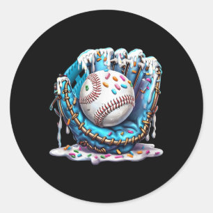 Baseball Drip Ice Cream Sprinkles Baseball Glove  Classic Round Sticker