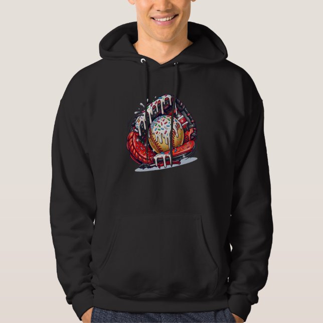 Baseball Drip Ice Cream Sprinkles Baseball Glove Hoodie (Front)