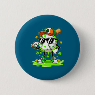 Baseball drip ice cream st patrick’s day for youth 6 cm round badge