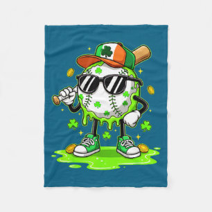 Baseball drip ice cream st patrick’s day for youth fleece blanket