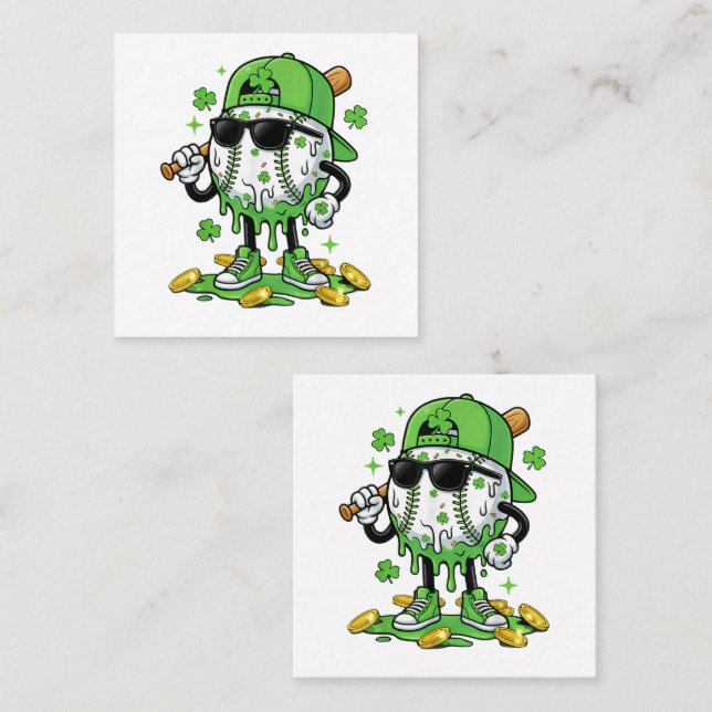 Baseball Drip Ice Cream St Patricks Day Loyalty Card (Front/Back)