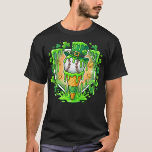 Baseball Drip Ice Cream St Patricks Home Plate T-Shirt