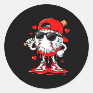 Baseball drip ice cream sunglasses boys youth kids classic round sticker