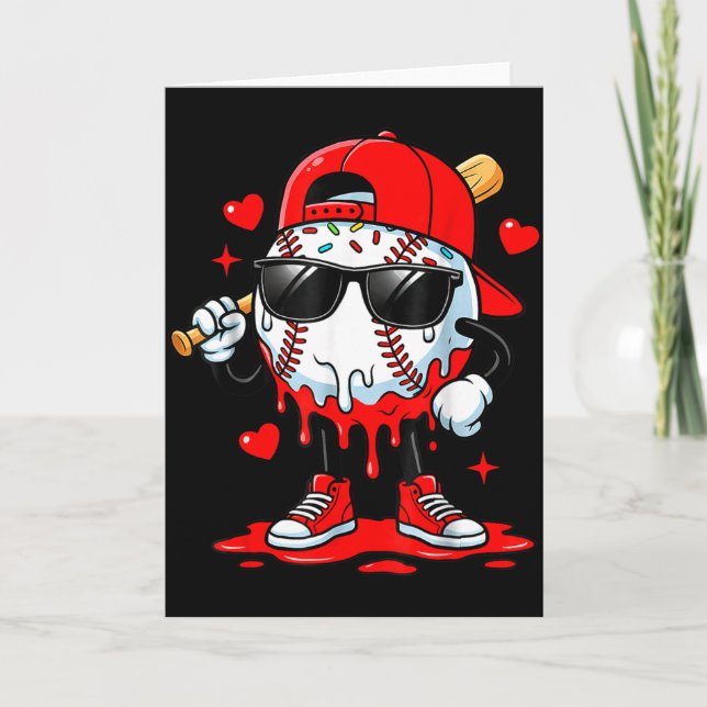 Baseball Drip Icecream Apparel Youth Boy Valentine Card (Front)