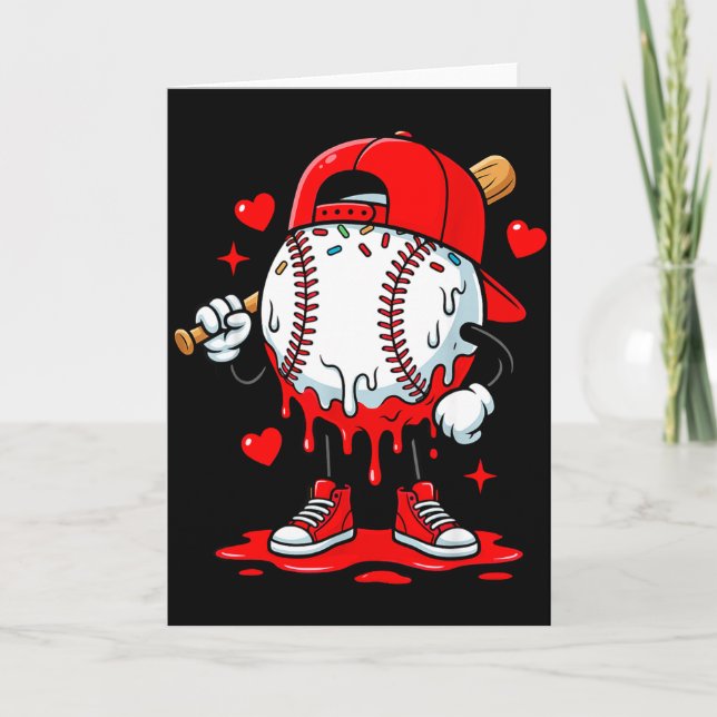 Baseball Drip Icecream Apparel Youth Boy Valentine Card (Front)