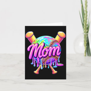 Baseball drip mum cute tie dye baseball women card