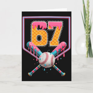 Baseball Drip Number 67 Fun Six Seven 6 7 Meme Des Card