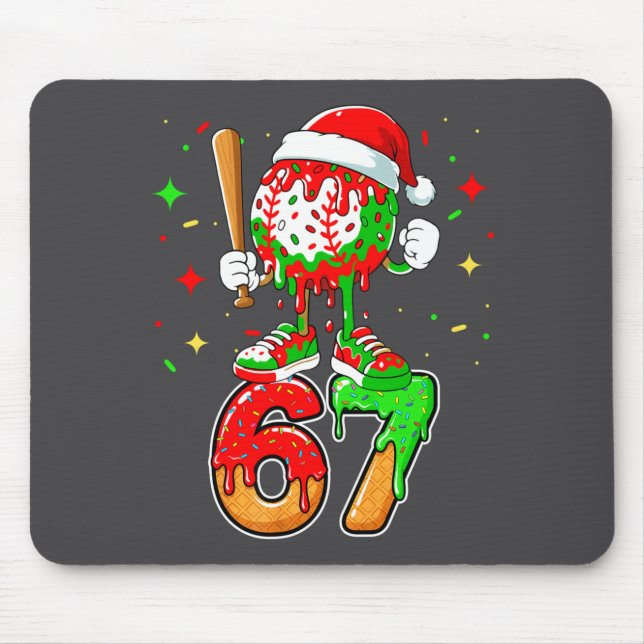 Baseball Drip Number 67 Meme Ice Cream Dripng Chri Mouse Pad (Front)