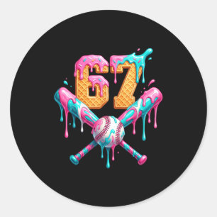 Baseball Drip Number 67 Player Classic Round Sticker