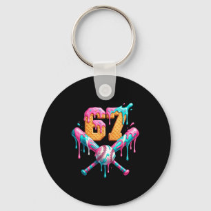 Baseball Drip Number 67 Player Key Ring