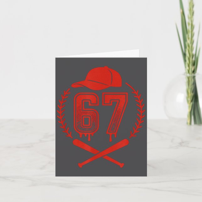 Baseball Drip Number 67 Player Or 67th Birthday  Card (Front)