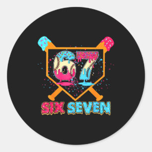 Baseball Drip Number 67 Player Or 67th Birthday Classic Round Sticker